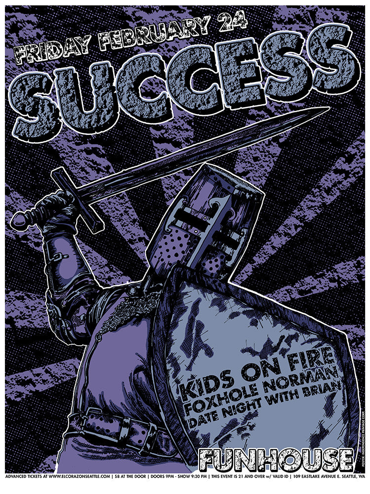 Success, Kids on Fire, Foxhole Norman, DNWB show Poster - Funhouse Seattle 2-24-17