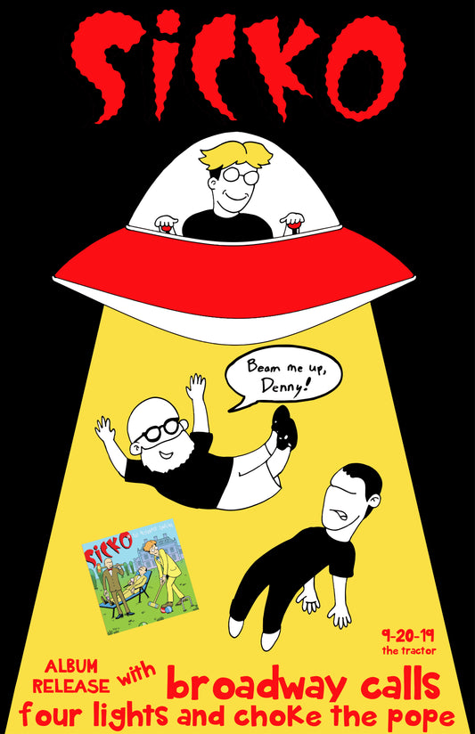 Sicko Alternate Timeline Record Release Party Posters - Seattle, NY, SF